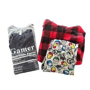 Boys Clothing Bundle Set Gamer Shirts Marvel Pajama‎ Pants Gap Buffalo Plaid